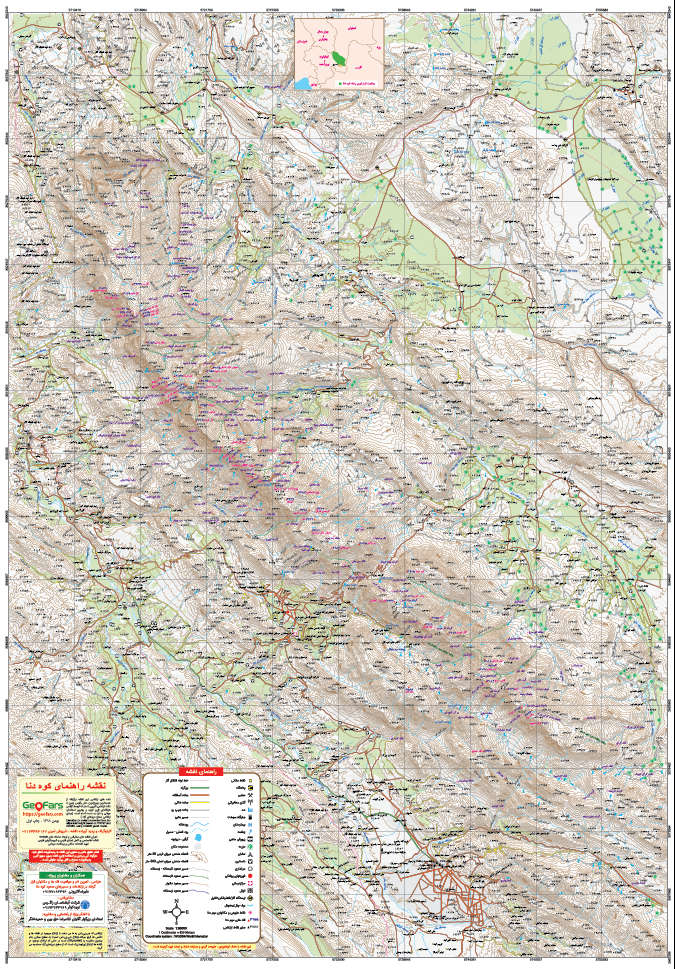 نقشه توپوگرافی کوه دنا