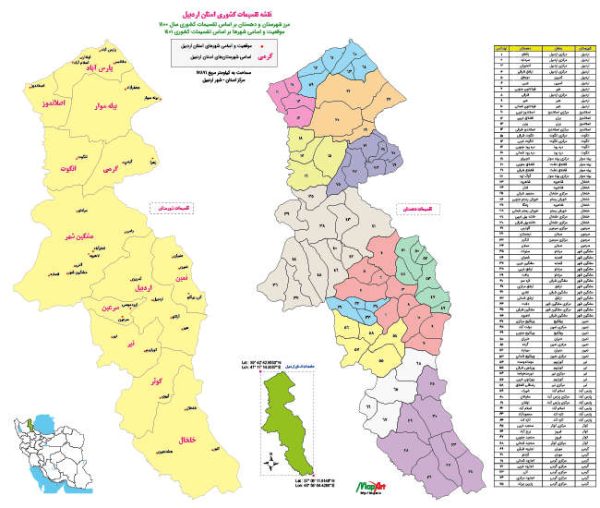 تقسیمات کشوری استان اردبیل 1400